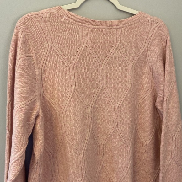 💜J.Jill  Heathered Pink Perfect Cabled Crew-Neck Tunic length Sweater size large - Picture 7 of 10